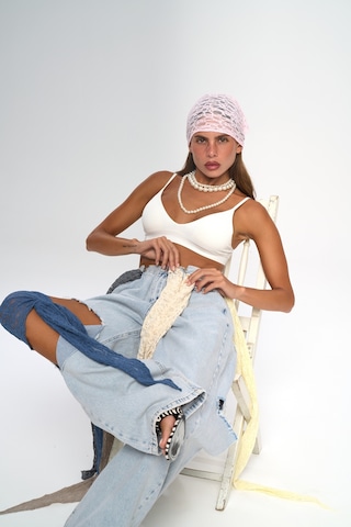 Mai Studios Co. Miray Üçgen Kesim Pembe Dantel Bandana Pembe