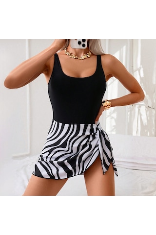 "ınce" Baskıtek Parça Mayo Plaj Tatil İnce Mizaçtek Parça Mayo Zebra