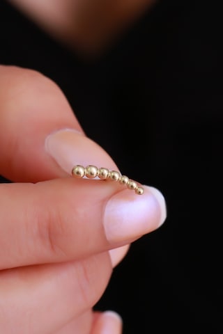 14 Ayar Altın Sıralı Top Top Tragus Piercing Sarı