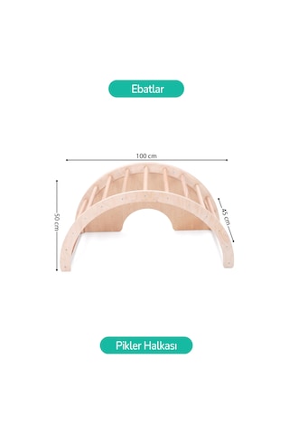 Pikler Ahşap Montessori Motor Gelişim Halkası, Gri Minderli Ve Sandalye Seti