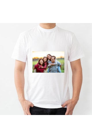 Kişiye Özel Fotoğraf Baskılı Tişört - Kendi Fotoğrafınla Beyaz Unisex Tişört Beyaz