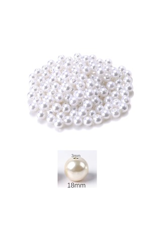 500 Gram 18mm Beyaz Renk Plastik İnci Boncuk Çanta Ve Takı Yapım Boncuğu 110 Adet
