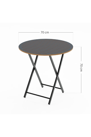 Katlanır 4 Kişilik Yuvarlak Bahçe Masası Bistro Masa 70x70 Füme 1