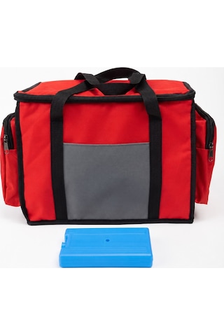 Newbag Yandan Cep Yalıtımlı Soğutucu El Askılı Kamp Çanta-krm Gri Kırmızı - Gri