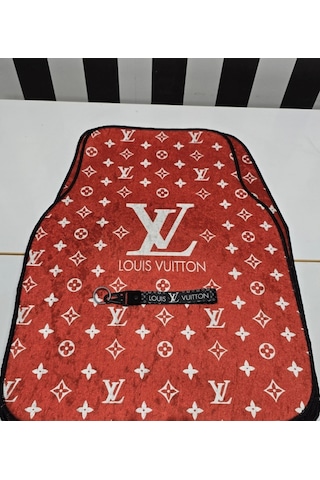 Lv Kırmızı Otomobil Dekor Oto Halı Paspas Üniversal Yıkanabilir Her Araca Uyumlu Kancalı Kumaş Anah