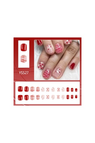 İlkbahar Ve Yaz Günlük Kısa Aşk Avrupa Kare Aşınma Tırnak Çapraz Çizgiler Tatlı Parlak Çok Yönlü Sahte Tırnaklar 24 Adet Tırnak Sanatı Dahil Araçlarys527