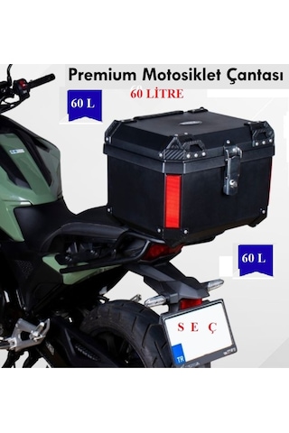 Motorsiklet Çanta Lüks Premium 60 Litre Abs Motosiklet Çantası Kırılmaz Karbon Siyah Renk Siyah