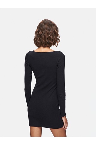 Ltb Düz Kayık Yaka Uzun Kollu Slim Fit Midi Siyah Elbise 011258302160033 200 Siyah