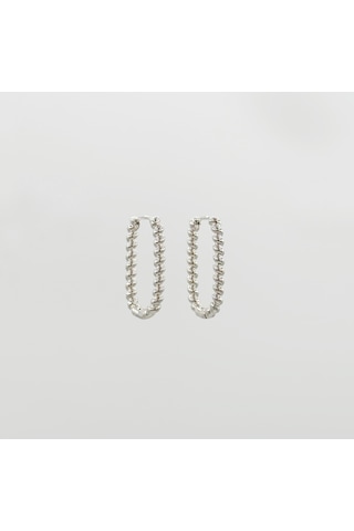 White Gold Plated Bract Hoop Küpe Silver White Gold Plated Bract Hoop Küpe Silver