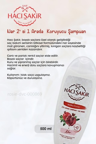Hacı Şakir Nar 2si 1 Arada Şampuan 500 Ml, Gül Kokulu Banyo Sabunu 4 X 150 Gr Ve Rosıe