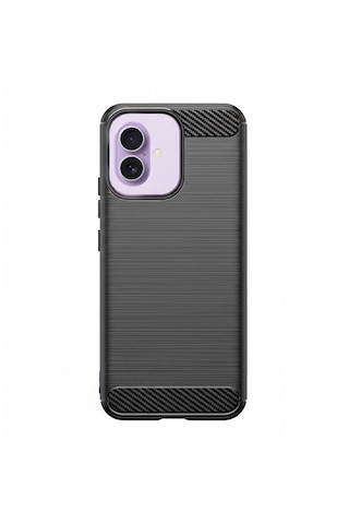 Microcase Apple Uyumlu iPhone 17 İle Brushed Carbon Fiber Silikon Kılıf - Siyah Al3332 Siyah