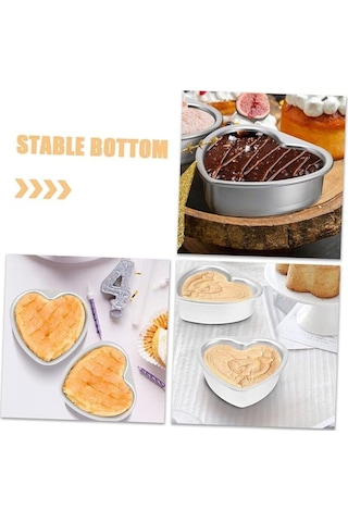 Kek Kalıbı Kalpli Bisküvi Kalp Şeklinde Alüminyum 1 Adet Ağız Çapı 20 Cm Yükseklik 5,5 Cm Gri