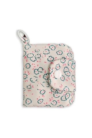 Elmpaly Beyaz Çiçek Desenli Kartlık Askılı Mini Kanvas Kese Cüzdan