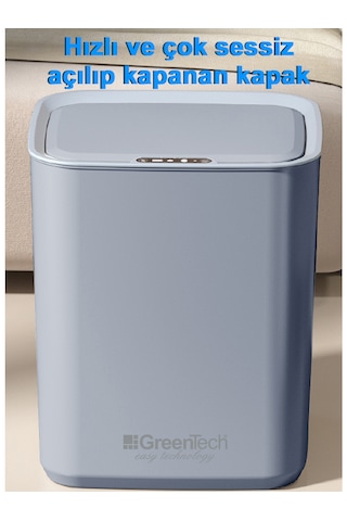 Greentech Sensörlü 22 Litre Çöp Kovası Şarj Edilebilir Lityum Pi
