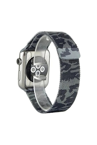 Ally Apple Watch Uyumlu 7-8 45mm 6-5-4 44mm Kayış Kordon Metal Milano Loop Kamuflaj 3-2-1 42mm- 5775