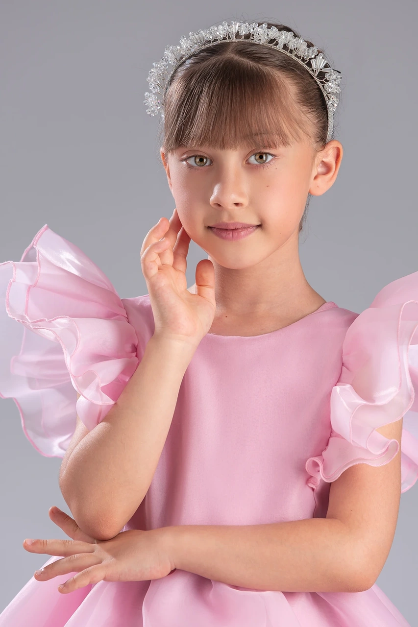 Kız Çocuk Çiçekli Taşlı Gelinlik & Abiye Tacı Saç Aksesuarı, Balo, Düğün Ve Özel Gün Tacı Beyaz