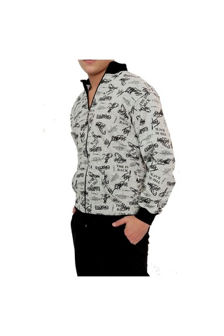 Erkek Sweatshirt Gri Yazılı Desen Gri