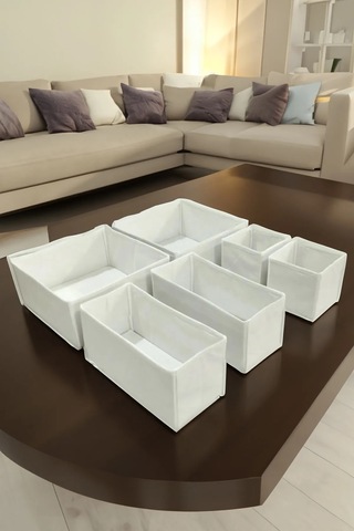 6'lı Krem Keçe Çekmece Içi Düzenleyici Organizer Set - Çok Amaçlı Krem