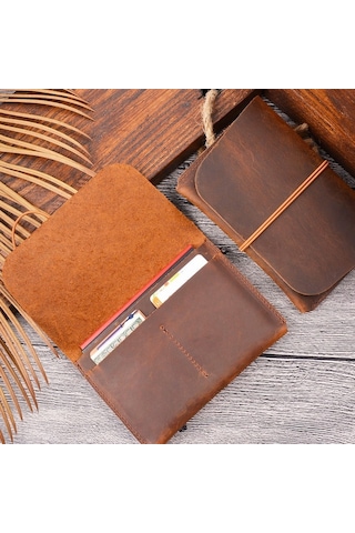 Sones Crazy Horse Derisi Pasaport Çantası Belge Tutucu Retro Biniş Kartı Cüzdan Kart Tutucu Kahverengi