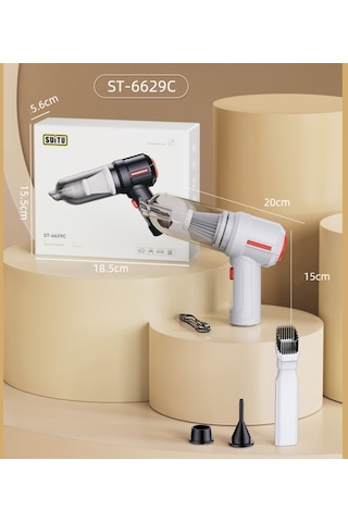 CBTxGlobal Suıtu St-6629 3 In 1 5500pa Araba Kablosuz Elektrikli Süpürge Üfleme Emme ve Pompalama 3 Mod Beyaz - Usb Kablosu