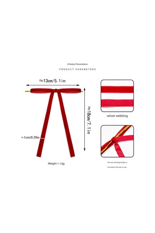 Vkemall Kırmızı 24 Adet Yünlü Bow Kordonlu Noel Ağacı Süsleri - 18x13cm, 1cm Genişlik Askılı Dekoratif Aksesuarlar Tüm Yaşlar