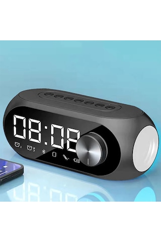 Rgb Led Işıklı Bluetooth Hoparlör Dijital Saat Fm Radyo Şarjlı