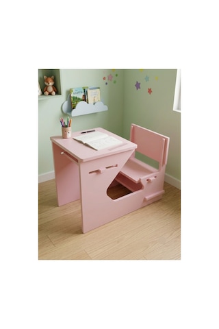 Ergonomik Ahşap Çocuk Çalışma Masası Ve Sandalyesi Seti, Aktivite, Oyun Ve Okuma Masası Seti, Montessori Ahşap Çocuk Aktivite Masası Ve Sandalyesi Pembe
