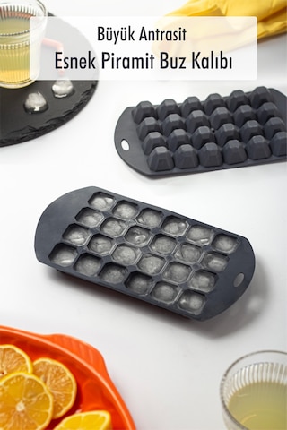 Büyük Antrasit Piramit Buz Kalıbı 13 24 2 Cm Antrasit