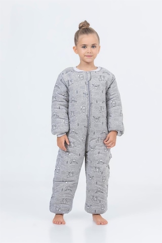 Cantoy Kız Erkek Çocuk Kalın Elyaf Dolgulu Premium Kalite 2.5 Tog Desenli Uyku Tulumu Gri Melanj