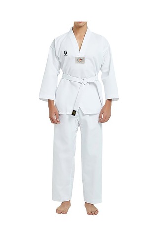 Dizispor Top Glory Fitilli Beyaz Yaka Baskılı A30 Taekwondo Elbisesi Dobok Beyaz