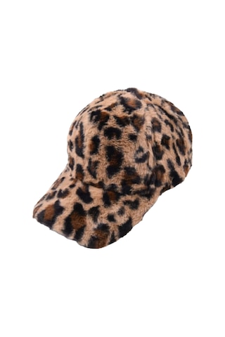 Mood Agenda Kadın Leopar Desenli Peluş Kep Şapka Camel