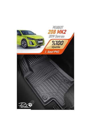 Siyah Peugeot 208 Mk2 2019- Sonrası 4d Havuzlu Paspas Takımı