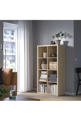 Ikea Kallax Açık Raf Ünitesi, Ağartılmış Meşe Görünümlü 77x147 Safirmeşe