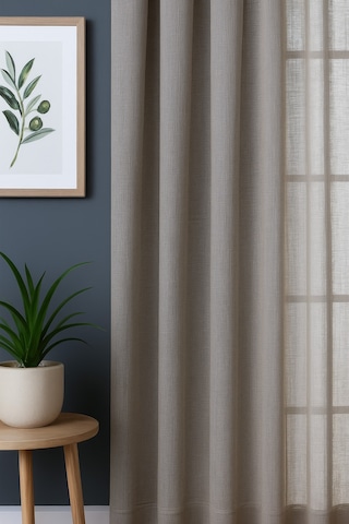 Natural Modern File Dokulu Keten Tül Perde Pileli Salon Oturma Odası Yatak Odası Çocuk Odası Bej