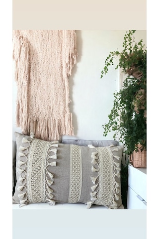 Dnc Home Tekstil Ndchome Özel Tasarım Tekli Bej Kırlent Kılıfı 35x55
