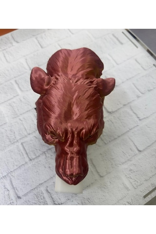 Dekoratif Asılabilir Jaguar Başı 3d Duvar Heykeli Gold Red 20x16