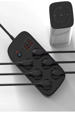 Termal Akım Korumalı 6 Lü Priz 4x Usb 2x Type-c Çıkışlı Grup Priz Çoğaltıcı 3500w Siyah - 100 Diğer