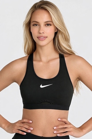 Swoosh High Support Non Padded Adjustable Sports Bra Kadın Yüksek Destekli Spor Sütyeni Siyah Siyah