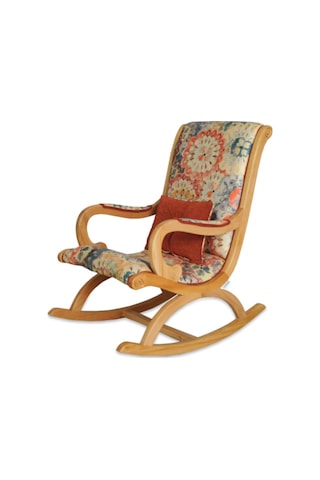 Asedia Rustik Naturel Çiçekli Sallanan Sandalye Dinlenme Koltuğu