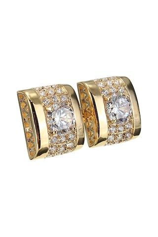 Suntek Dikdörtgen Erkek Kristal Pirinç Gömlek Kol Düğmeleri Altın