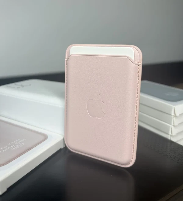 Magsafe Deri Cüzdan Kartlık Tüm Modellerle Uyumlu - Bordo Kum Pembe