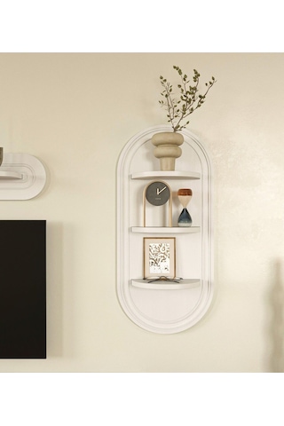 Bohem Dekoratif Duvar Rafı 37x80 3 Raflı Beyaz
