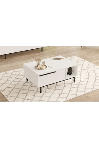 Bohem Orta Sehpa 60x90cm Metal Ayaklı Kapaklı Beyaz Boh2-w Beyaz