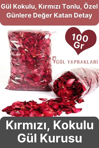Özel Tasarım Sevgili Dekoratif Hediye Süs Dekor Romantik Kokulu Kırmızı Gül Kurusu Yaprağı 100 Gr Çok Renkli
