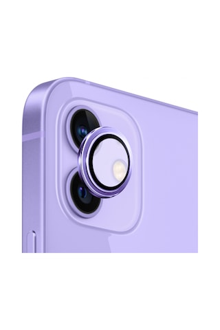 Safeus Safir Temperli Kamera Lens Koruyucu Apple Uyumlu iPhone 12 Ve Mini İle Mor