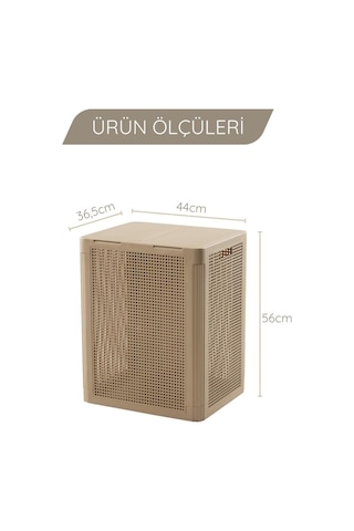 Omnipazar Sy-4632 Smart Duo İki Bölmeli Kirli Çamaşır Sepeti 84 Litre Bej Bej