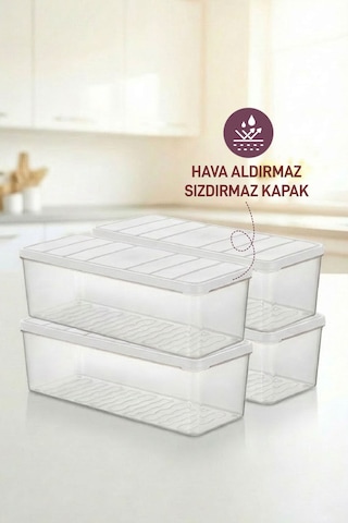 Selka Home 4 Adet 2 Lt. Nora Organizer Buzdolabı Buzluk Düzenleyici Saklama Kabı