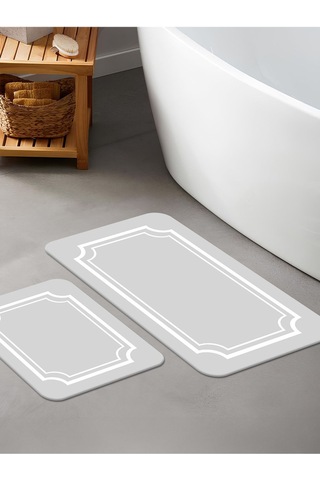 Dijital Baskılı Yıkanabilir Kaymaz Taban 2li Banyo Halısı Paspas Klozet Takımı 5084b