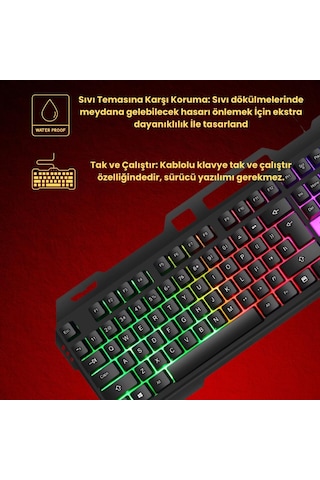 Coofbe Metal Rgb Işıklı Kablolu Q Gaming Oyuncu Klavyesi Mekanik Klavye Su Geçirmez Toza Dayanıklı