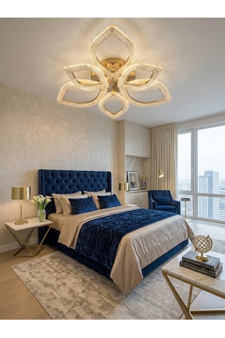 Çiçek 3+3'lü Ledli Gold Avize
